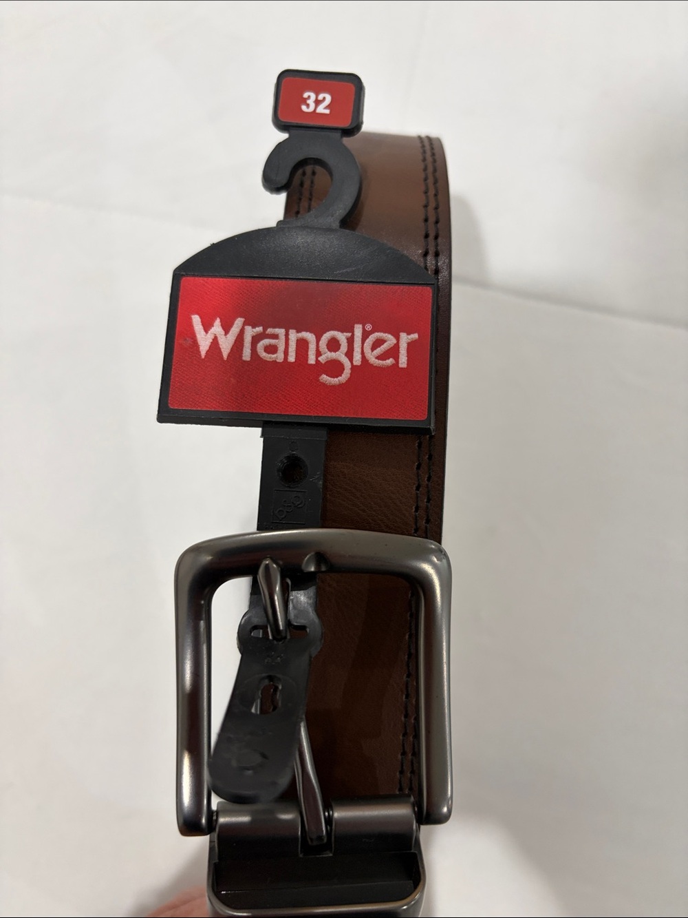 Wrangler Brown Leather Belt with Gunmetal Buckle